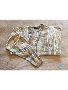 Tundra Sweater XXL | 90s Textured Knit Neutral Pattern
